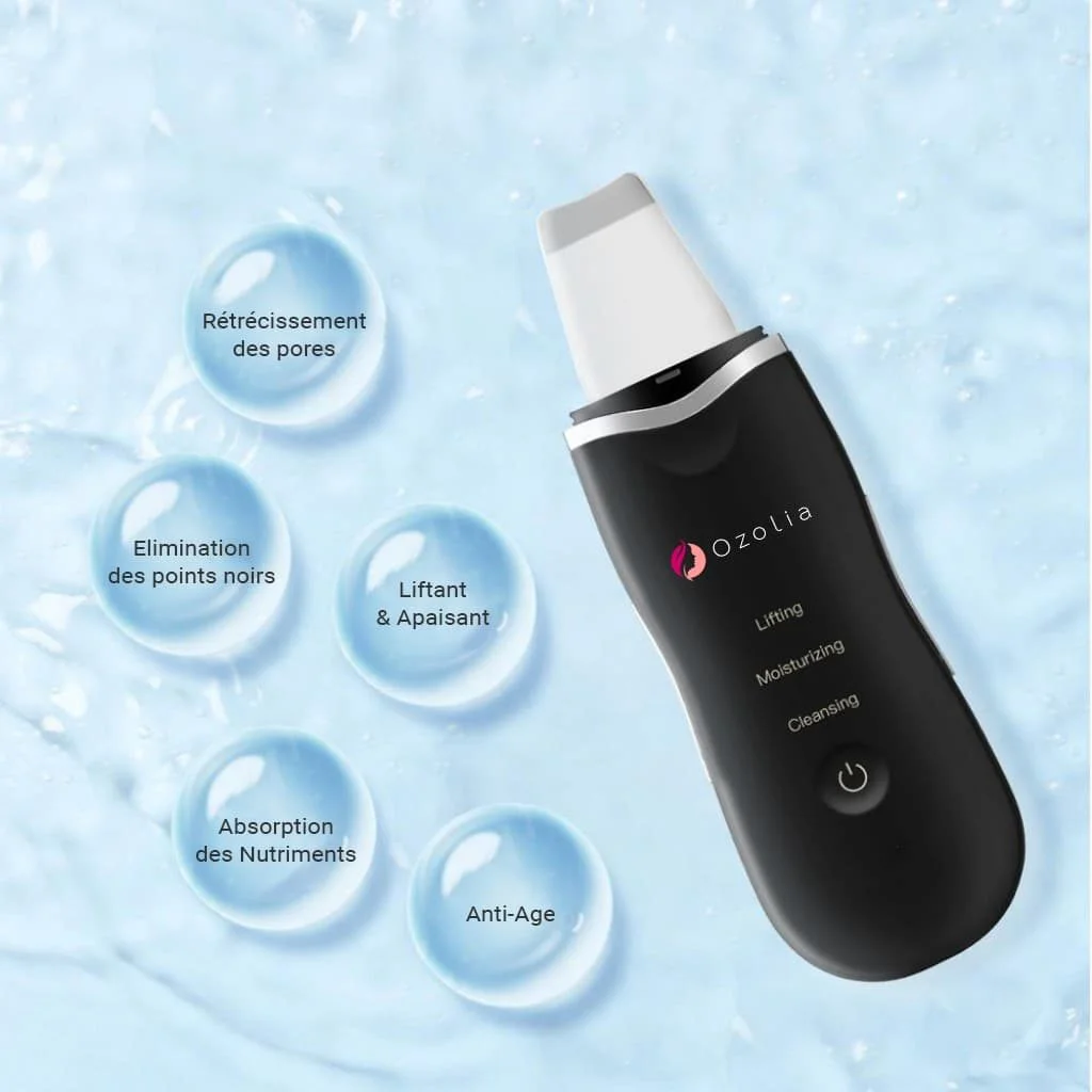 Sublima, appareil rechargeable pour soins du visage qui permet Lifting, Nettoyage de la peau et hydratation par ultrasons - Les Bénéfices sont le rétrécissement des pores, l'élimination des points noirs, l'absorption des nutriments, l'anti-vieillissement et le pouvoir liftant et apaisant - Boutique Ozolia
